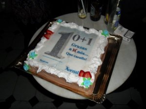 Tarta del primer aniversario de Xornal de Galicia y décimo de Xornal.com